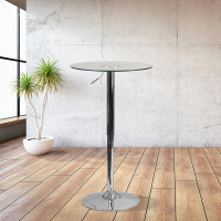 Flash Furniture CH-5-GG 23.5" Round Adjustable Height Glass Table